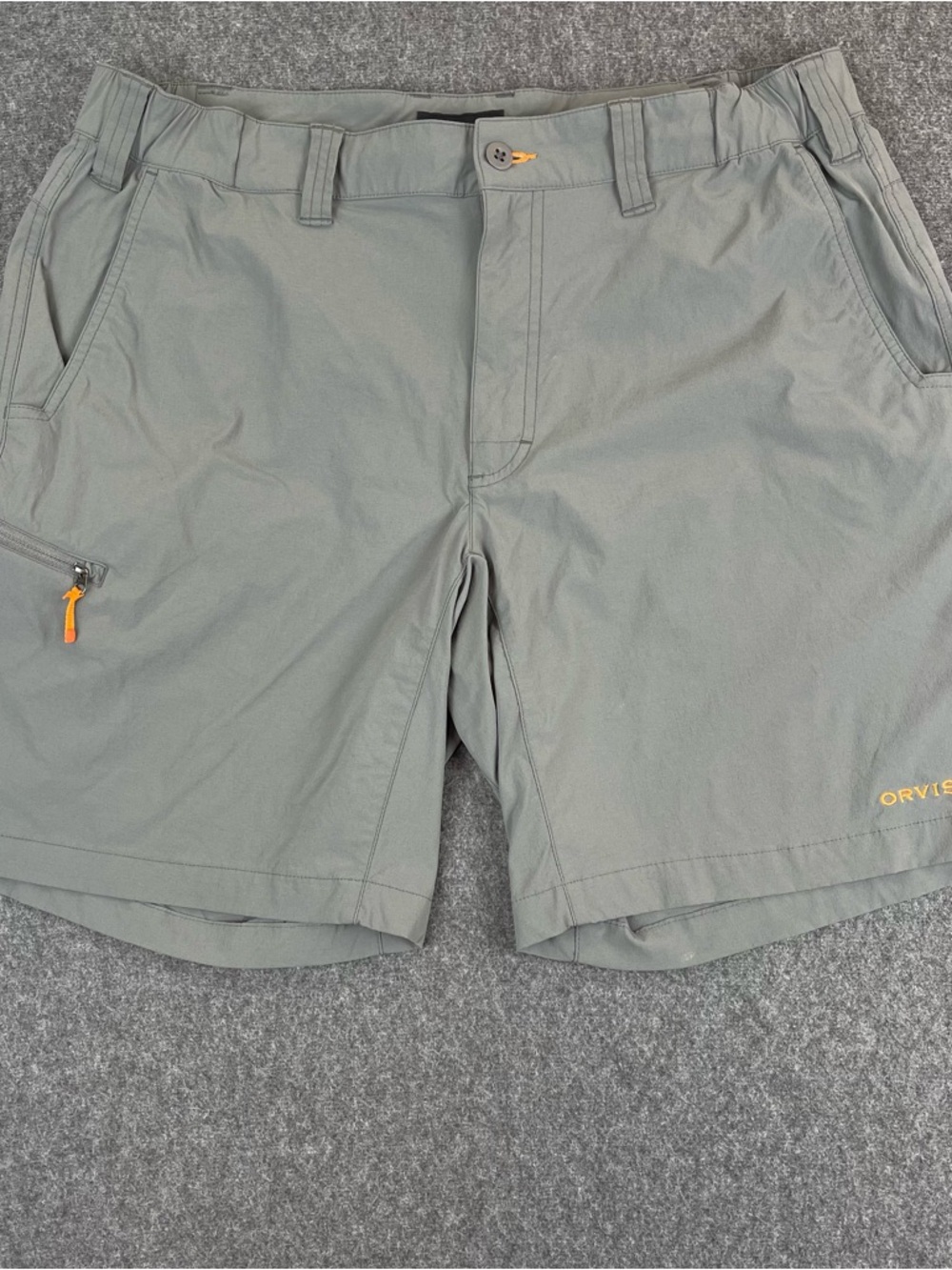 Orvis Cargo Hiking Hybrid Shorts Mens Large Gray Stretch Elastic Waistband